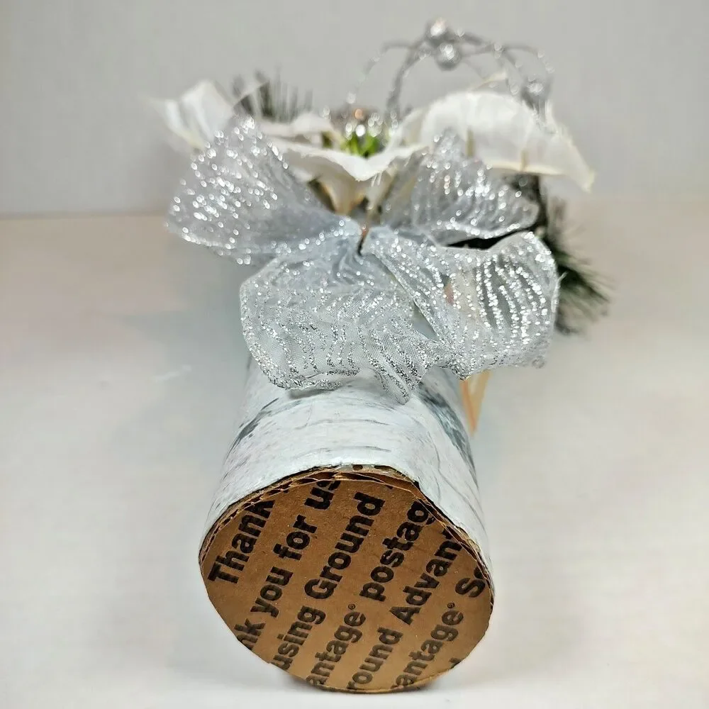 Gold Cream Holiday Christmas Flower Floral Bouquet Arrangement Poinsettia Birch